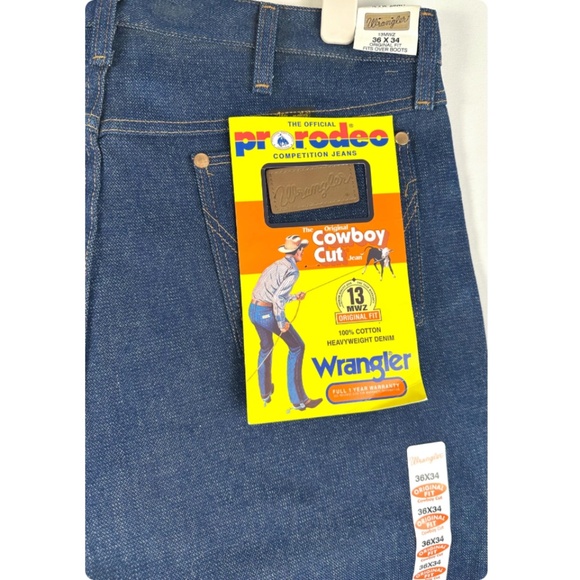 Vintage Wrangler Cowboy Cut Straight Leg Blue Jeans • Dark Wash • Mens 36 x 34 - Picture 9 of 10